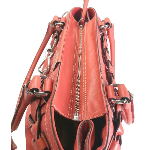 COACH Hamptons Large Satchel in burnt orange with tassel - Picture 12 of 16